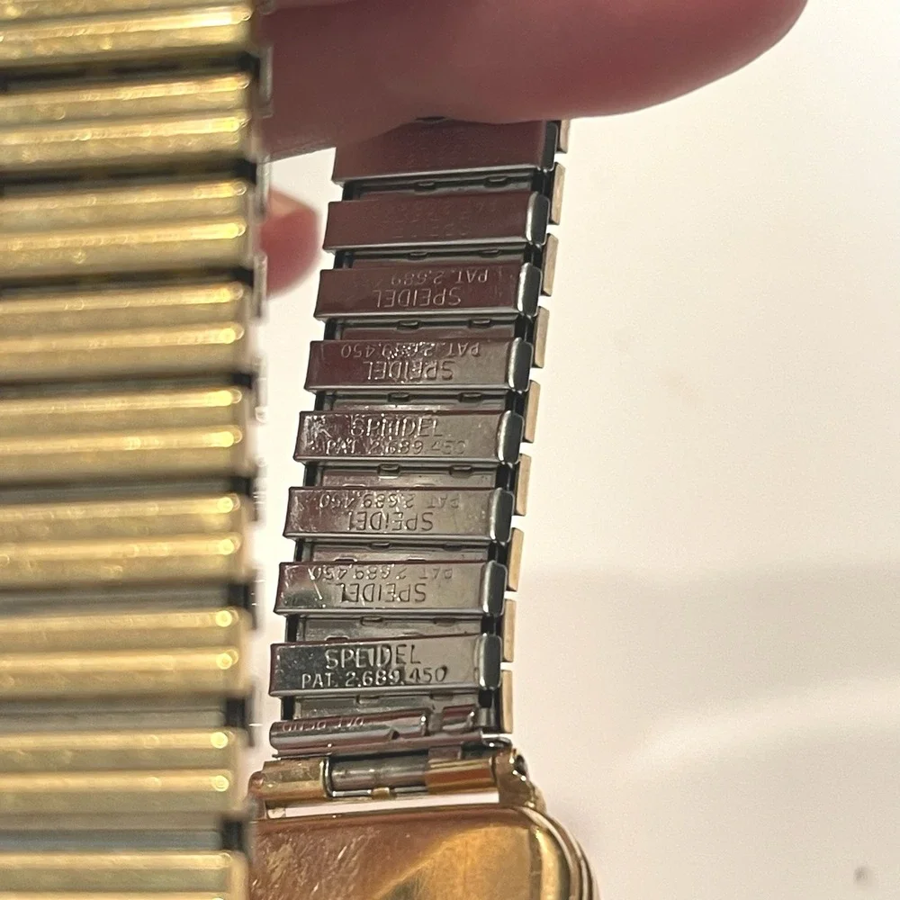 Vintage Hamilton Square Gold Tone Manual Wind Watch Speidel Expansion Band